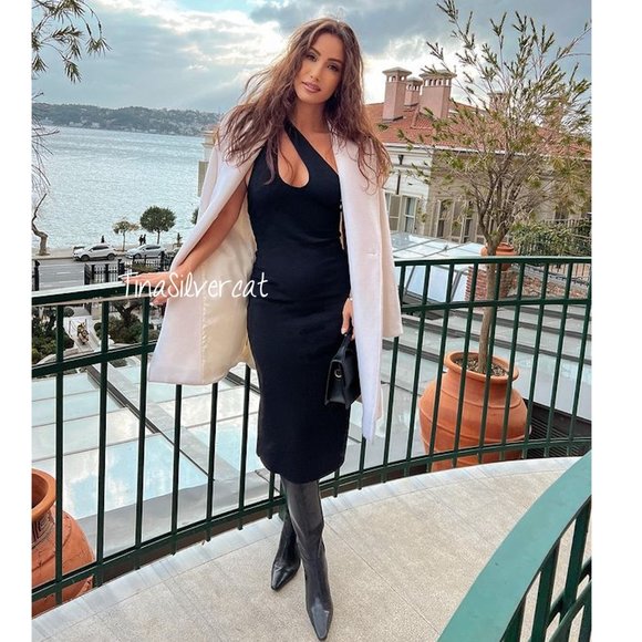 BLOGGER'S FAVE! Zara Black Cut Out One Shoulder Midi Dress Sz S NWT - Picture 3 of 14